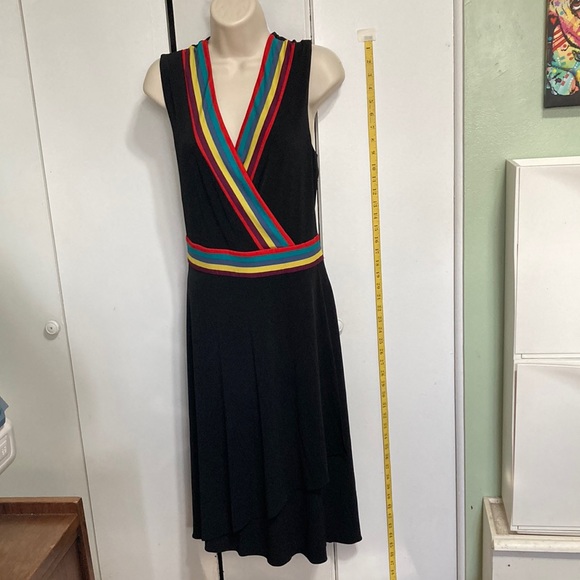 RAINBOW Knit Dress Black Multicolor Stripe Sleeveless by Catherine Malandrino XL - Picture 4 of 15